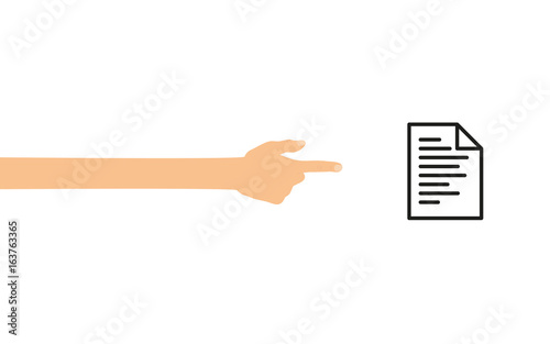 Hand zeigt auf - Datei