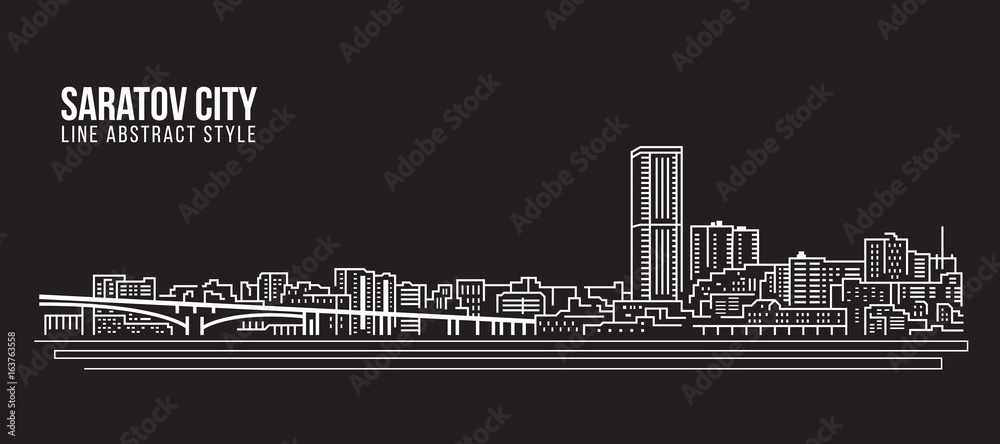 Cityscape Building Line art Vector Illustration design - Saratov city