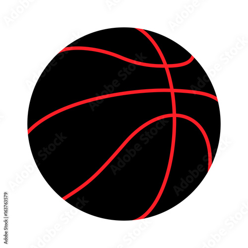 Black and Red Basketball Ball Vector Icon Isolated