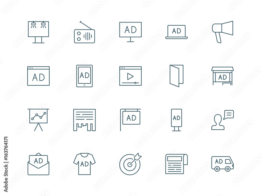 Advertising set of vector icons