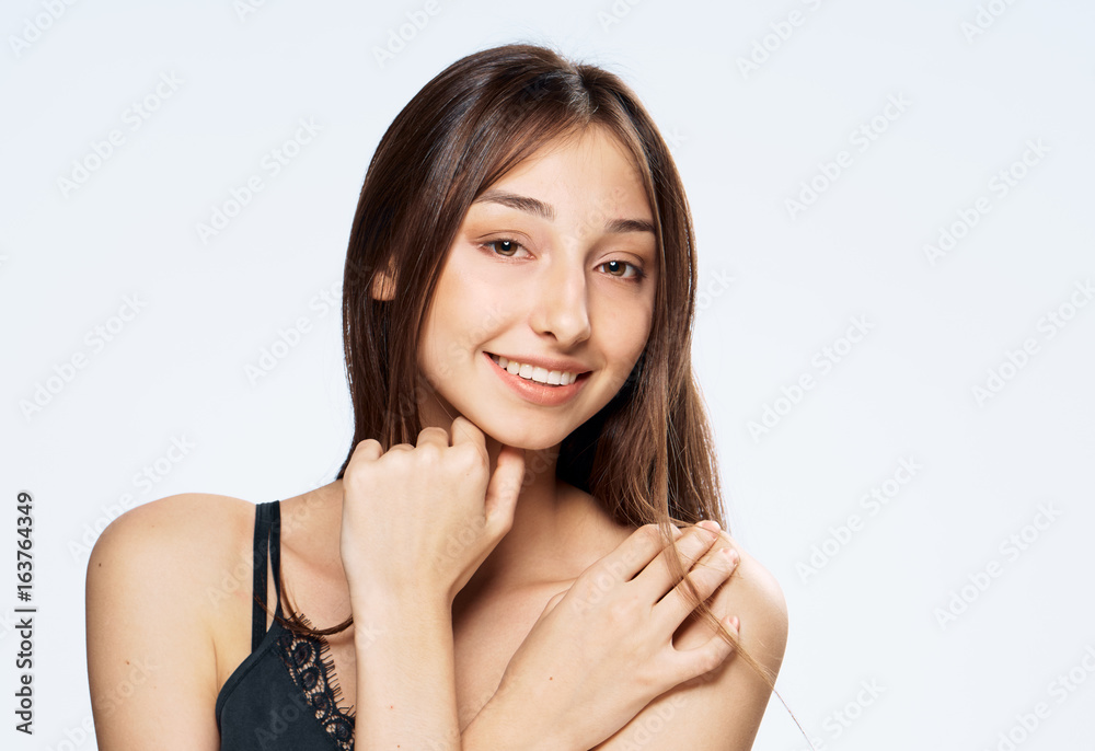 Beautiful young woman on white isolated background, portrait Beautiful young woman on white isolated background, portrait