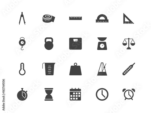 Measuring tools silhouettes icons set