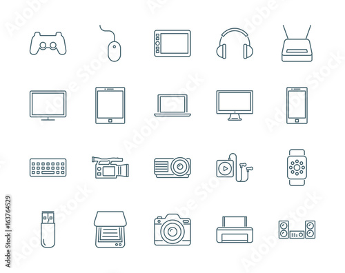 Electronic devices set of vector icons