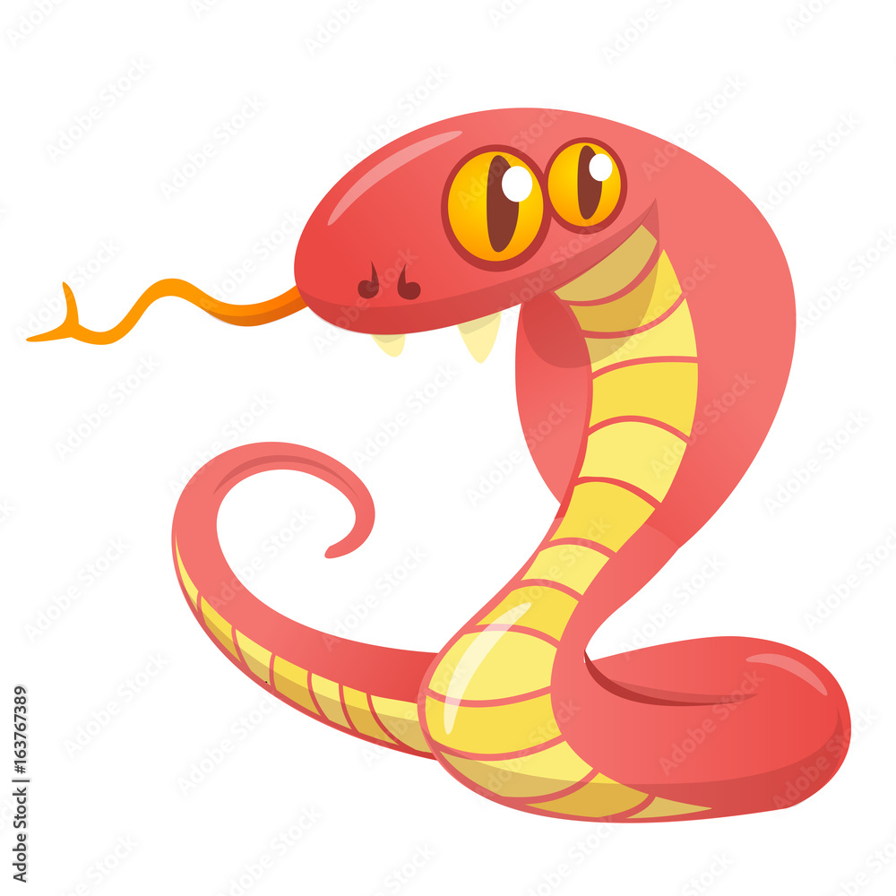 Fototapeta premium Cartoon red snake.Vector illustration