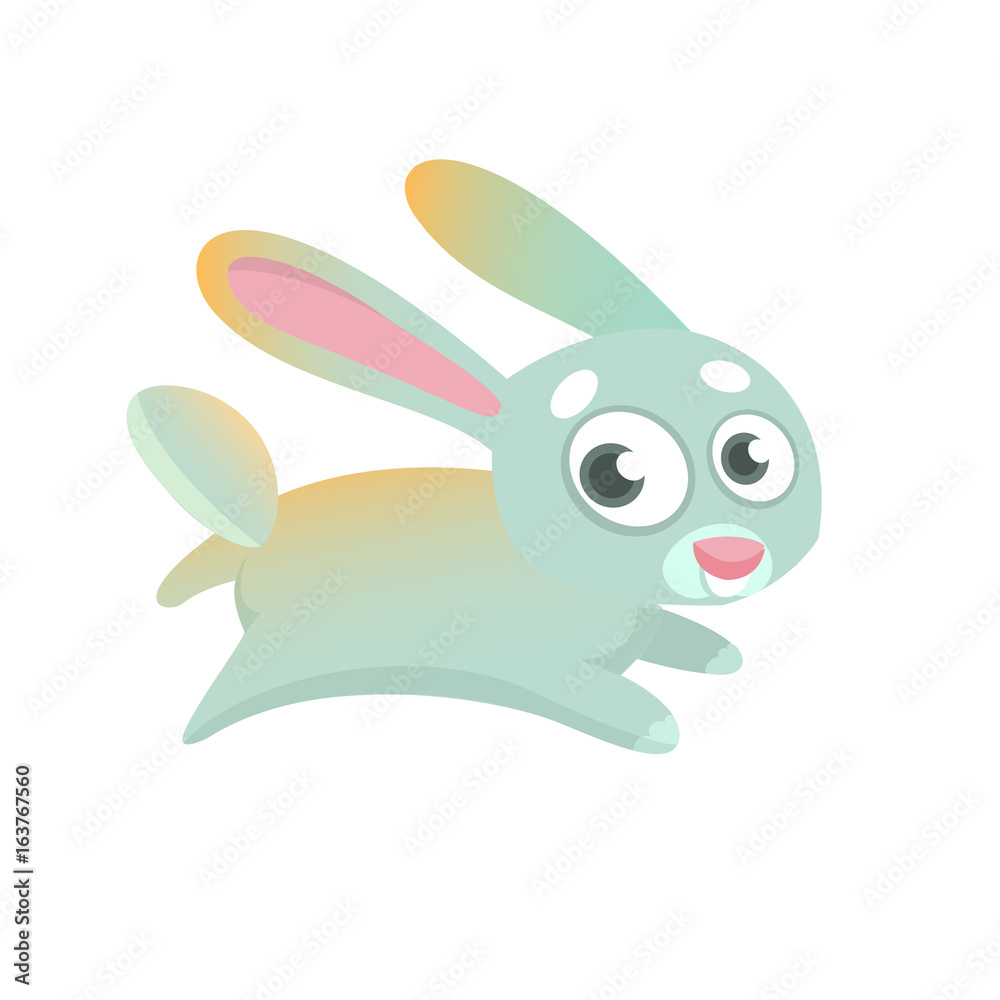 Cute cartoon bunny character. Wild forest animal collection. Baby education. Isolated. White background. Flat design Vector illustration Cute cartoon bunny character. Wild forest animal collection. Baby education. Isolated. White background. Flat design Vector illustration