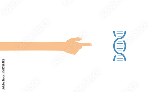 Hand zeigt auf - DNA - Medizin