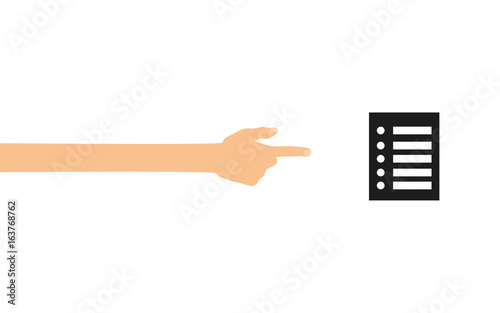 Hand zeigt auf - Liste