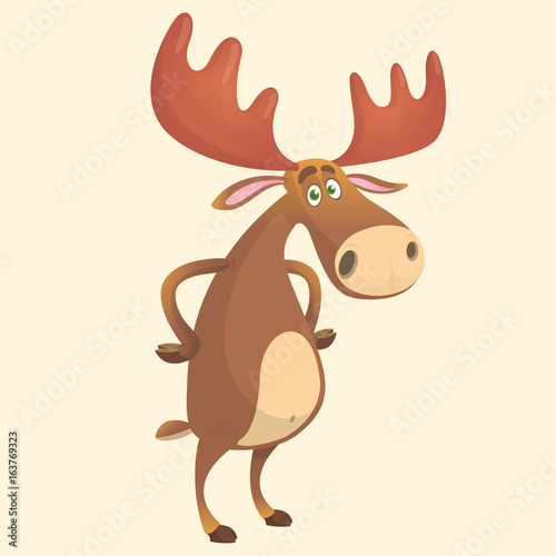 Cool carton moose. Vector illustration isolated.