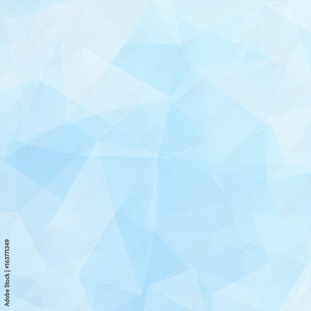 Fototapeta premium Tło wykonane z pastelowych niebieskich trójkątów. Kwadratowa kompozycja o geometrycznych kształtach. EPS 10