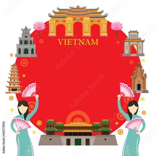 Vietnam Landmarks, Traditional Dance, Frame