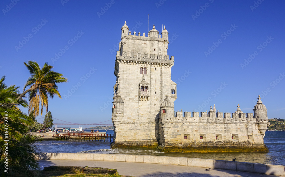 Famous Belem Tower in the city of Lisbon