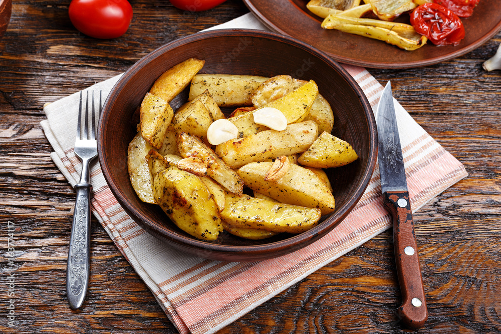 baked potato on a plate. Top view. baked potato on a plate. Top view.