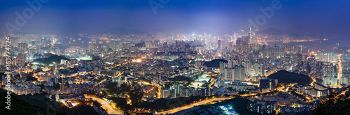 Photography Panoramic hazy night view of Kowloon