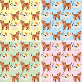 Seamless background design with cute dogs and cats
