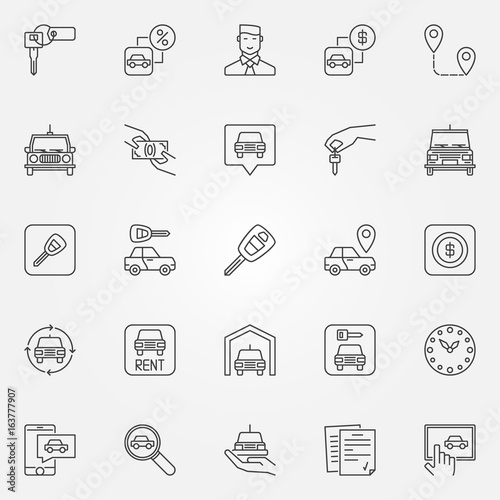 Rent a car icons set