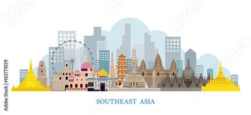 Southeast Asia Landmarks Skyline