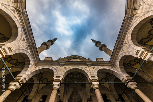  Exterior view of of Nuruosmaniye Mosque. The mosque was commissioned from the order of Sultan Mahmut I beginning in 1748 and completed by Sultan Osman III in 1755