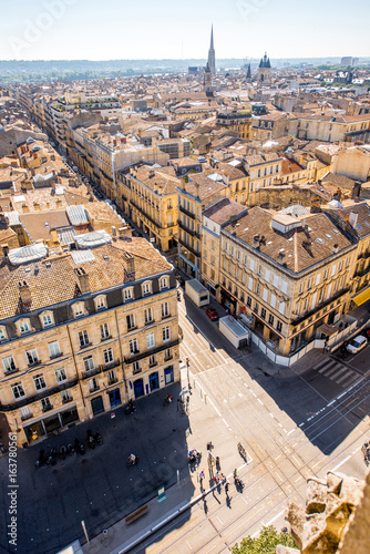Bild auf Leinwand Aerial cityscape view on the streets in the old town of Bordeaux city during the