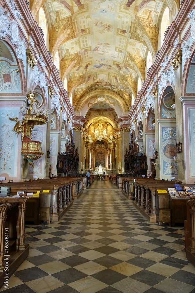 VELEHRAD, CZECH REPUBLIC - JULY 3, 2017. Basilica of Saint Cyrillus and Methodius in Velehrad village, Moravia, Czech republic. 
