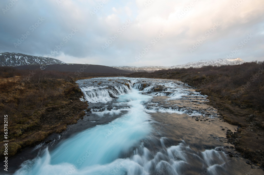 Bruarfoss waterfall in Iceland, long exposure