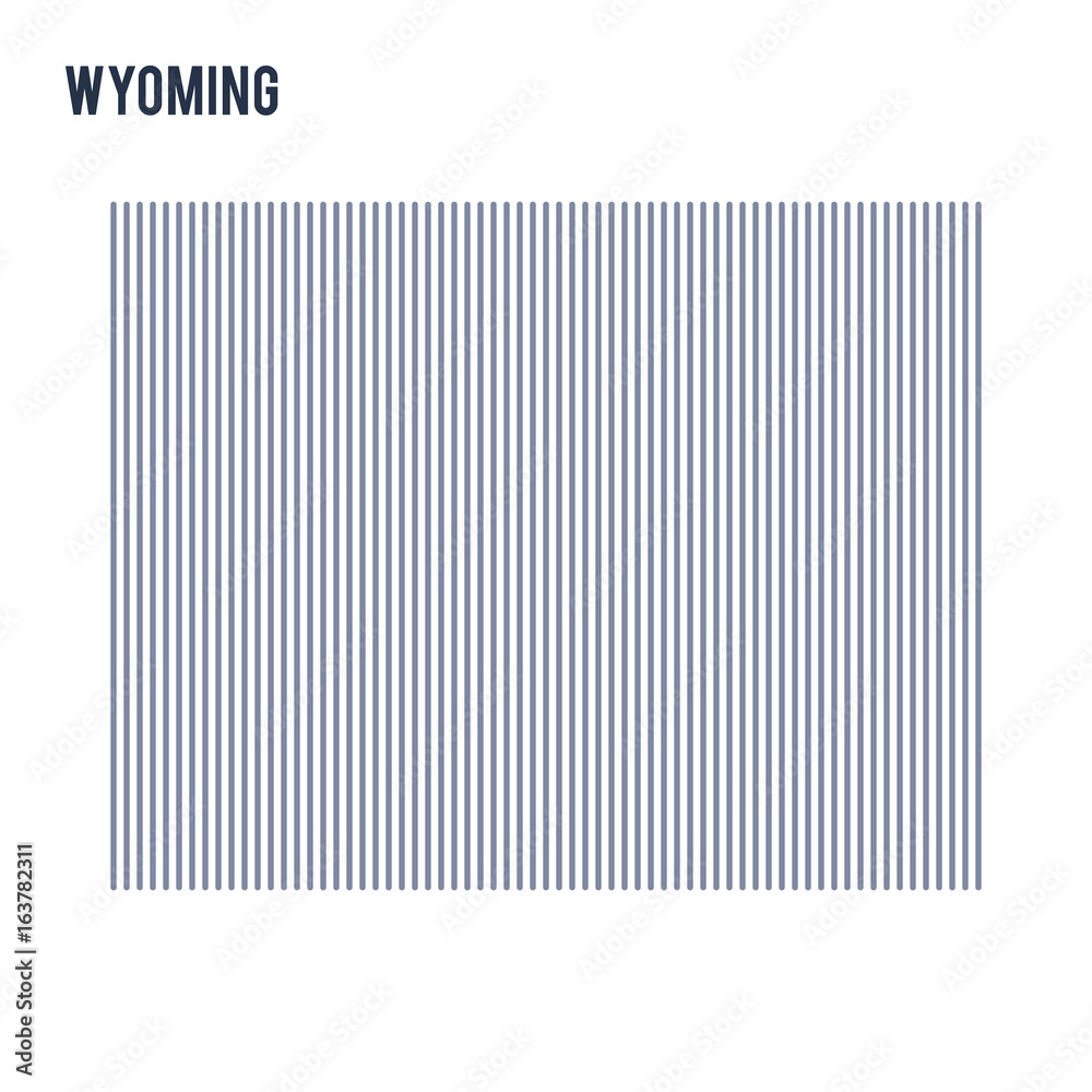 Vector abstract hatched map of State of Wyoming with vertical lines isolated on a white background.