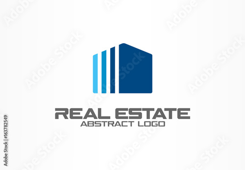 Abstract logo for business company. Corporate identity design element. Real estate service, construction, agent logotype idea. Growth house, building, simple apartment concept. Color Vector icon