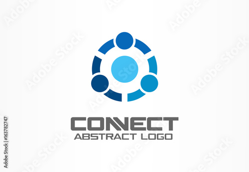 Abstract logo for business company. Corporate identity design element. Technology, Social Media Logotype idea. People connect, Circle, segment, section, globe concept. Colorful Vector icon