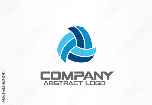 Abstract logo for business company. Corporate identity design element. Technology, Network, distribution and logistics logotype idea. Connect, mix, integrated, teamwork concept. Colorful Vector icon