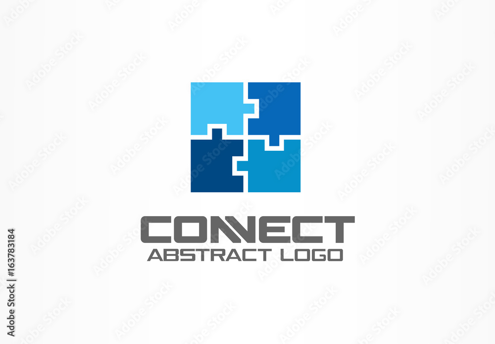 Abstract logo for business company. Corporate identity design element. Puzzle solution, finance, bank logotype idea. Square group, network integrate, technology mix concept. Color Vector connect icon Abstract logo for business company. Corporate identity design element. Puzzle solution, finance, bank logotype idea. Square group, network integrate, technology mix concept. Color Vector connect icon