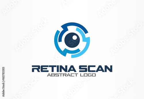 Abstract logo for business company. Corporate identity design element. Retina circle scanner, personality eye identification, iris id lock logotype idea. Security, protect concept. Color Vector icon