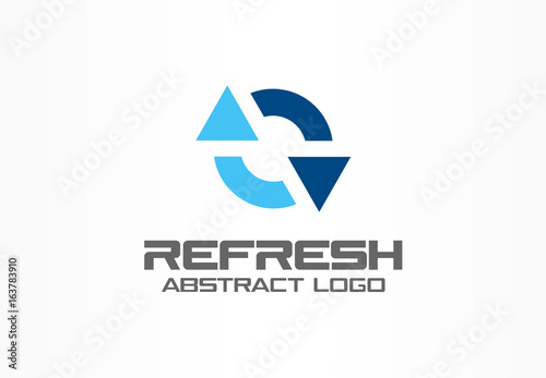 Abstract logo for business company. Corporate identity design element. Exchange currencies, synchronization, refresh arrows logotype idea. Circle mix, bank, recycle concept. Colorful Vector icon