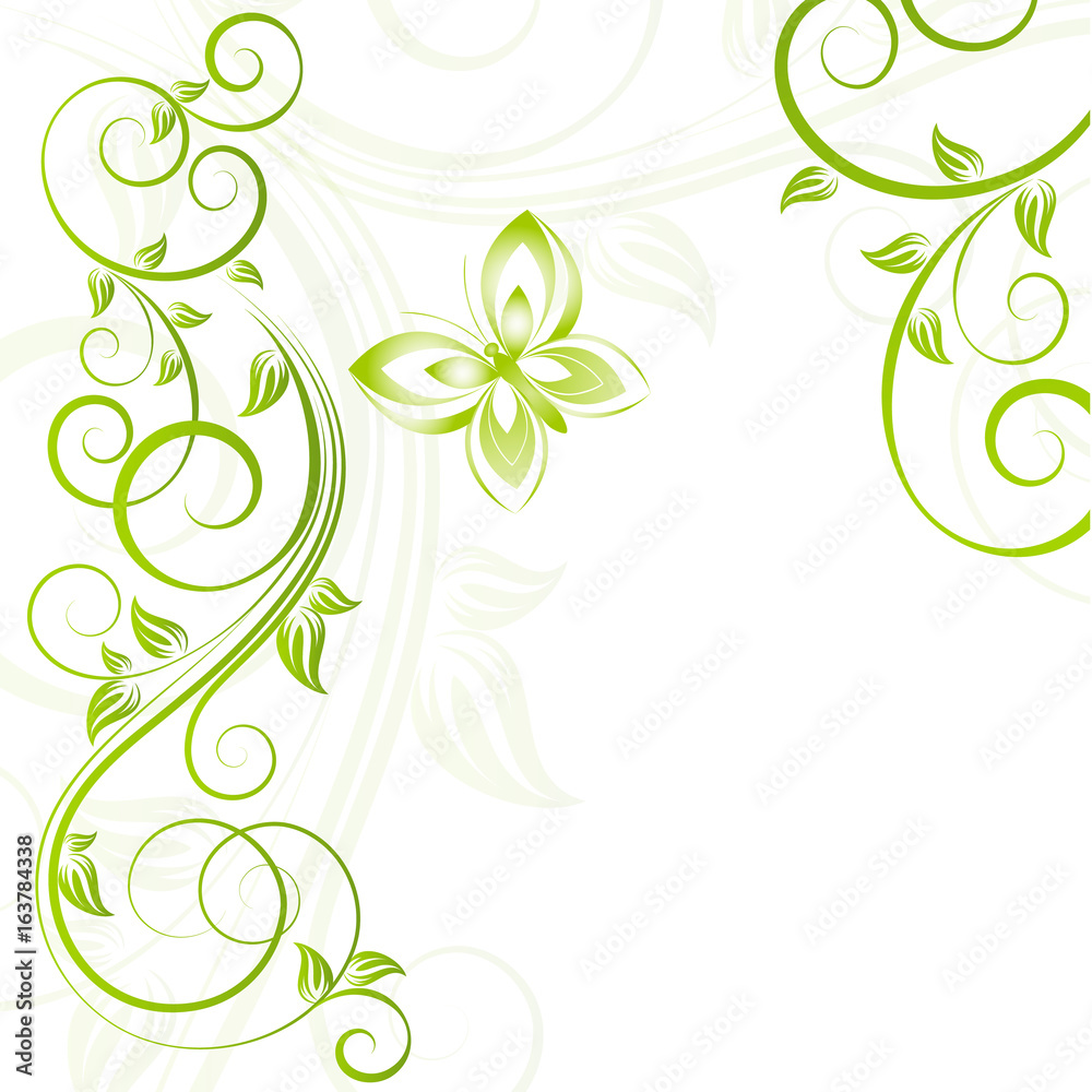 Abstract floral background with butterfly. Abstract floral background with butterfly.
