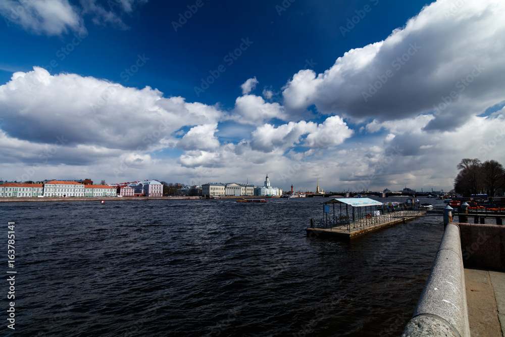 View of the Neva River/ View of the Neva River from the Admiralty Embankment in St. Petersburg, Russia View of the Neva River/ View of the Neva River from the Admiralty Embankment in St. Petersburg, Russia