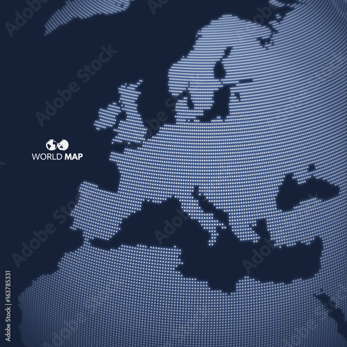 Africa and Europe. Vector map of the world. Global business marketing concept. Dotted style. Design for education, science, web presentations.