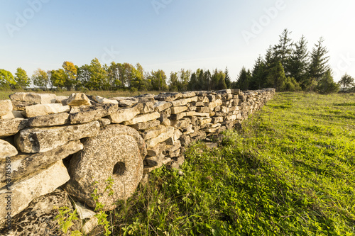 Traditional stone wall in the Estonian countryside