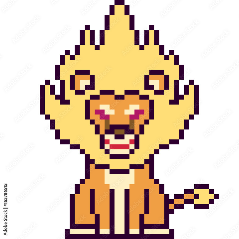 vector pixel art lion