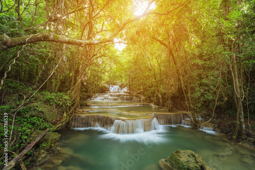 Level 1 of Huay Mae Kamin waterfall in Khuean Srinagarindra National Park  Kanchanaburi  Thailand