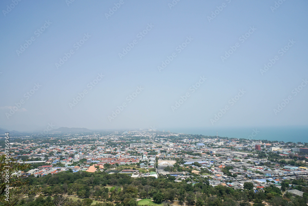 top view of city and sea in the south of Thailand
