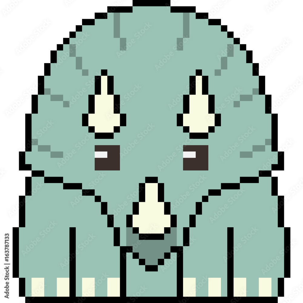 Obraz premium vector pixel art triceratops