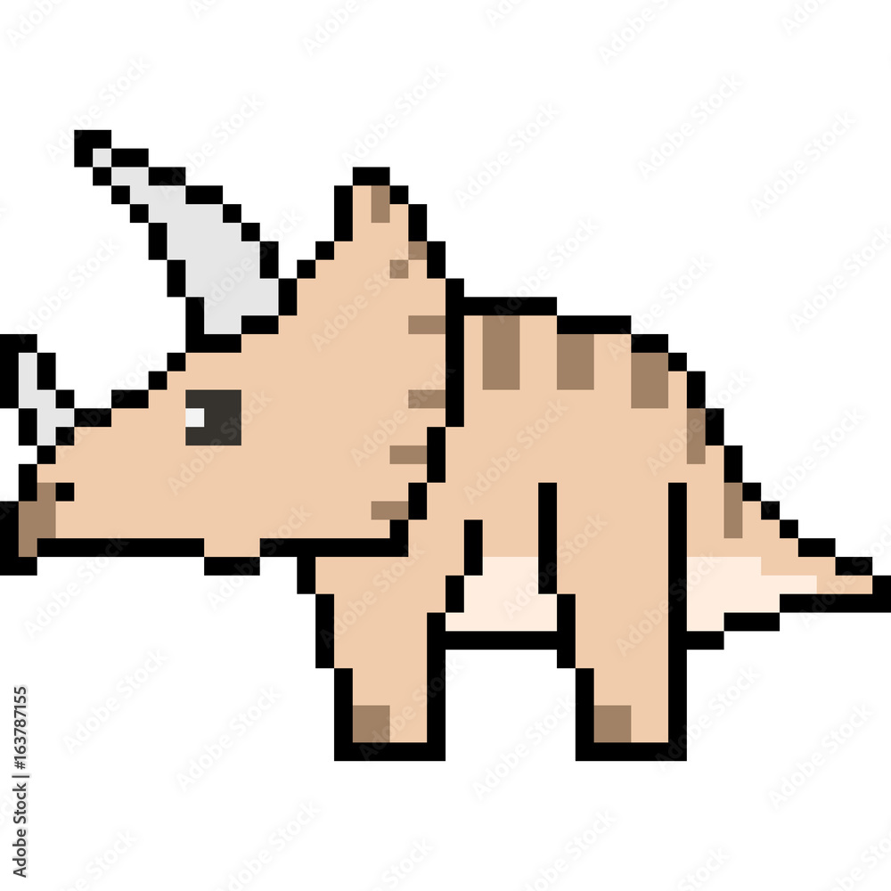 Obraz premium vector pixel art triceratops