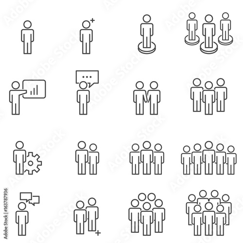 People Icons Line work group Team Vector llustration
