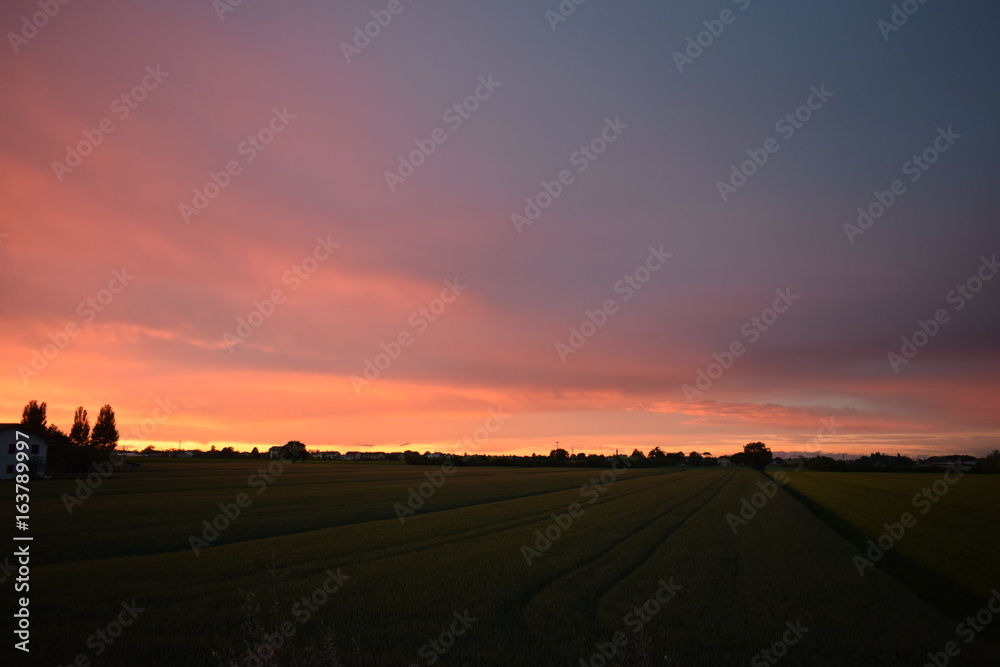 tramonto in campagna