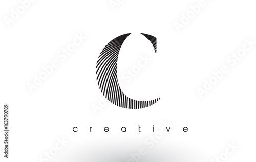 C Logo Design With Multiple Lines and Black and White Colors.