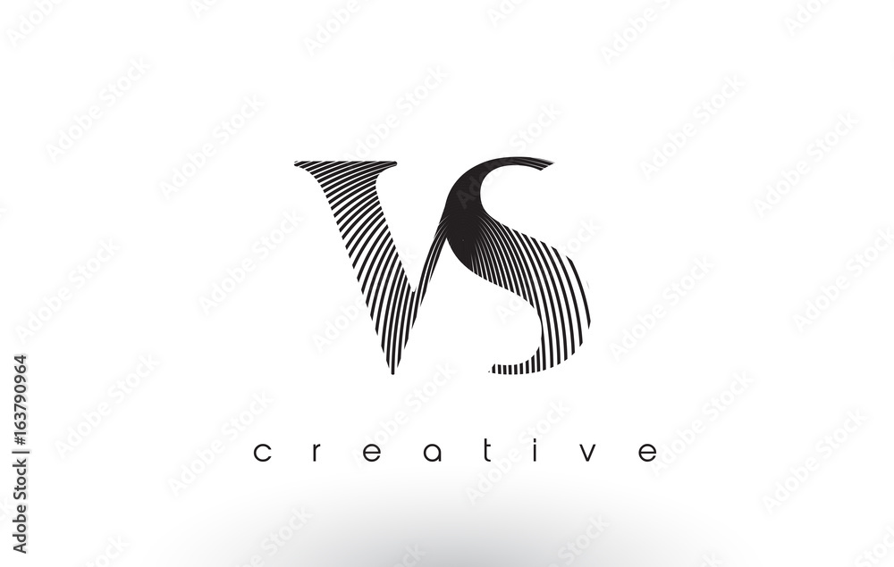 VS Logo Design With Multiple Lines and Black and White Colors. VS Logo Design With Multiple Lines and Black and White Colors.