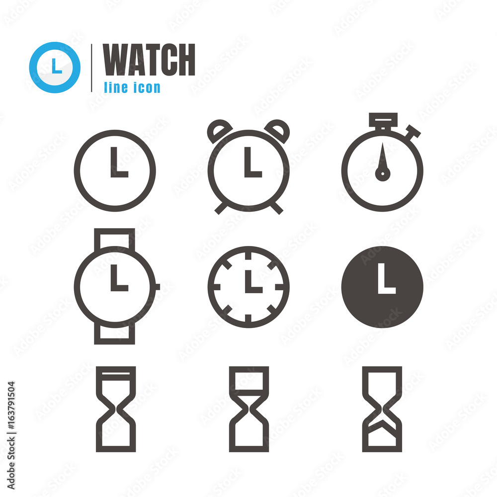 Clock icons set. vector. on white background. logo. symbol Clock icons set. vector. on white background. logo. symbol