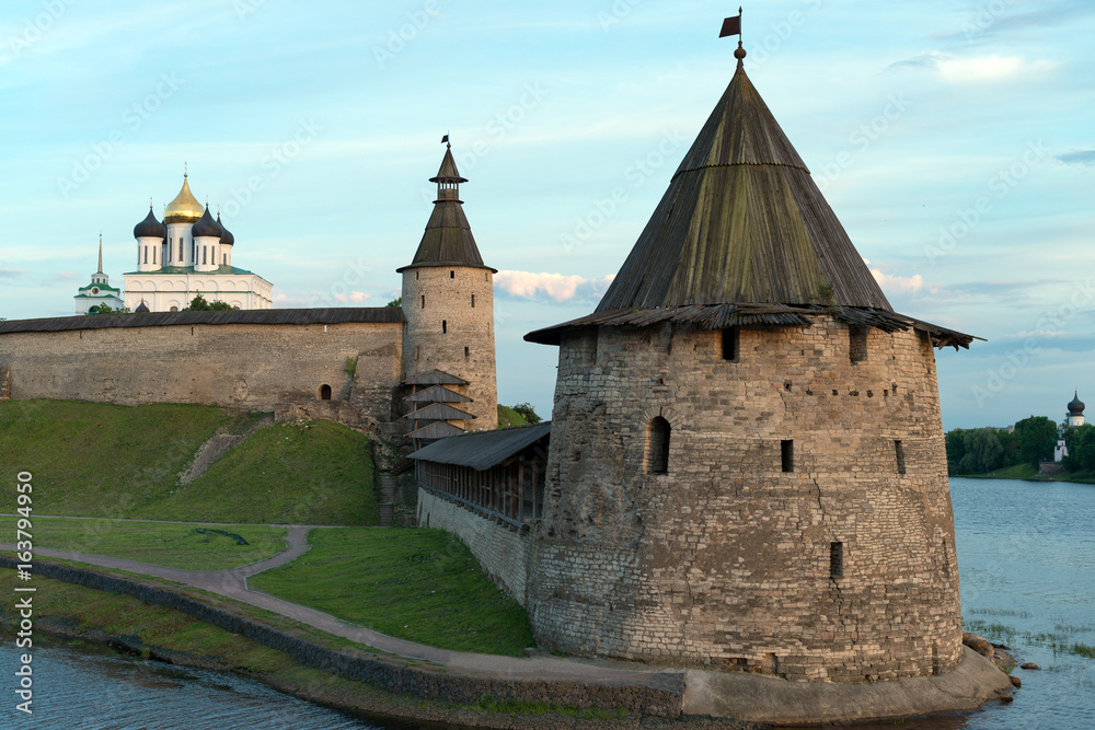 Flat tower of the Pskov fortress.