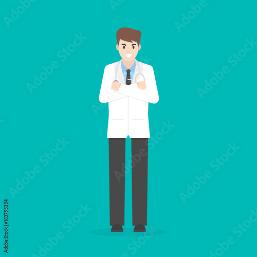 cartoon illustration of a friendly young doctor