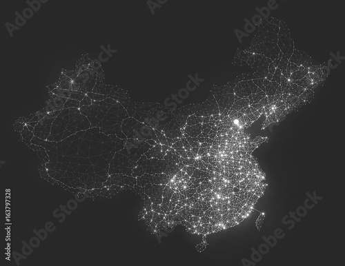 Abstract telecommunication network map - China