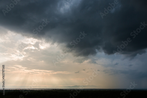 colorful dramatic sky with cloud at sunset.