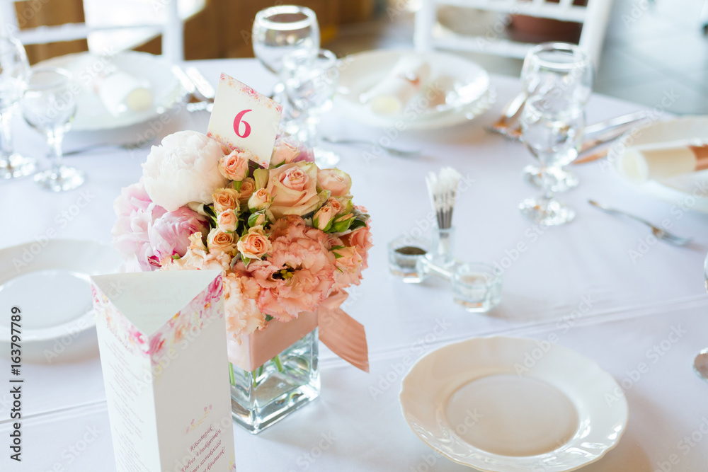 table set decorated with flowers